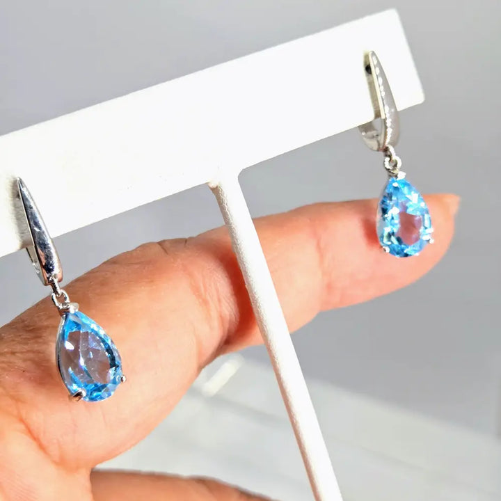 ?BLue Skies Smilin’ at Me’ 1.25’’ Earrings - Sky Blue Topaz Anti-tarnish Sterling