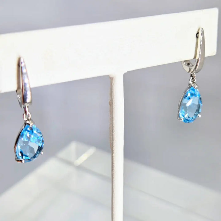 ?BLue Skies Smilin’ at Me’ 1.25’’ Earrings - Sky Blue Topaz Anti-tarnish Sterling