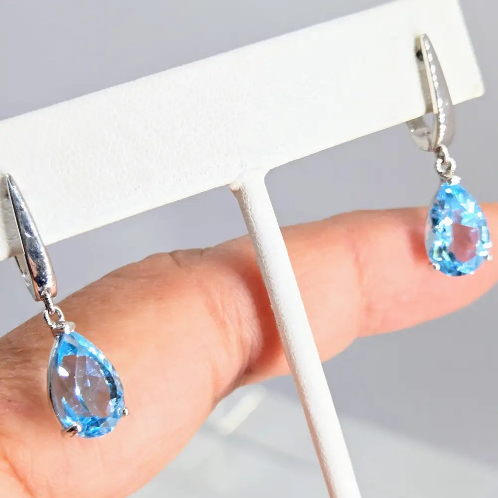 ?BLue Skies Smilin’ at Me’ 1.25’’ Earrings - Sky Blue Topaz Anti-tarnish Sterling
