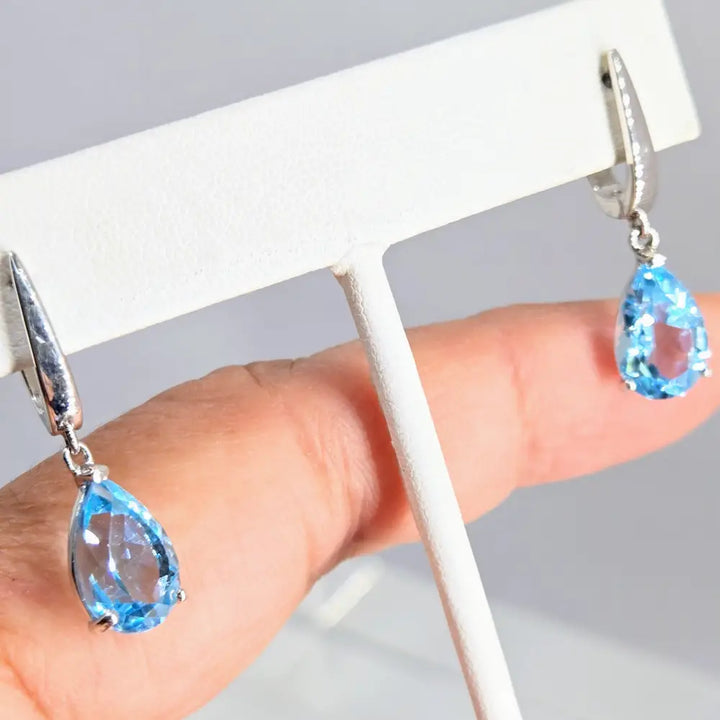 ?BLue Skies Smilin’ at Me’ 1.25’’ Earrings - Sky Blue Topaz Anti-tarnish Sterling