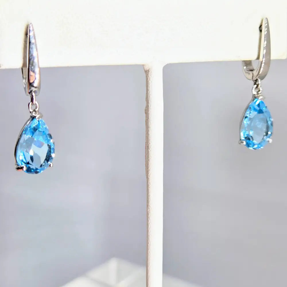 ?BLue Skies Smilin’ at Me’ 1.25’’ Earrings - Sky Blue Topaz Anti-tarnish Sterling