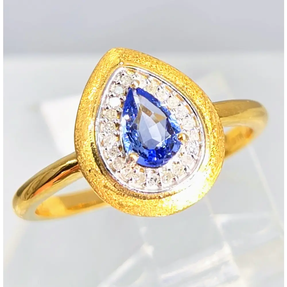 ?BLue Velvet’ Sz 8 Ring - Tanzanite Diamonds Sapphire 18k Gold Over Anti-tarnish Sterling