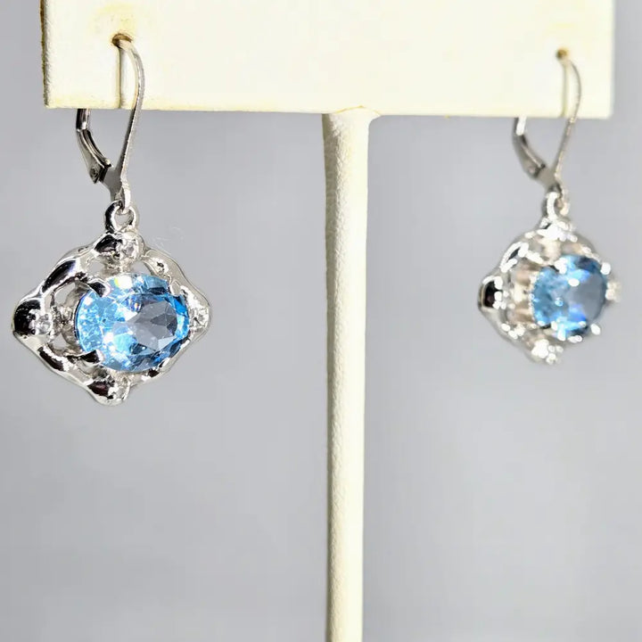 ?BLuest Waters’ 1.5’’ Earrings - Blue & White Topaz Anti-tarnish Sterling
