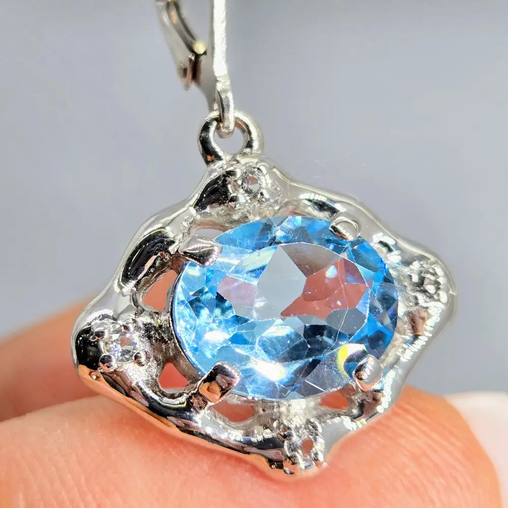 ?BLuest Waters’ 1.5’’ Earrings - Blue & White Topaz Anti-tarnish Sterling