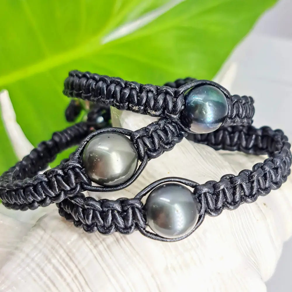 ?BOra Bora & Mora!’ 7.25’’ Bracelets - Tahitian Pearls Leather - Bracelet