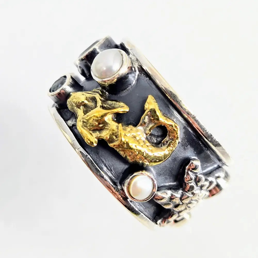 ?BOticelli’s Dream’ Rings - Pearls Topaz Sterling Bronze Accents - Rose Size 8 - Ring