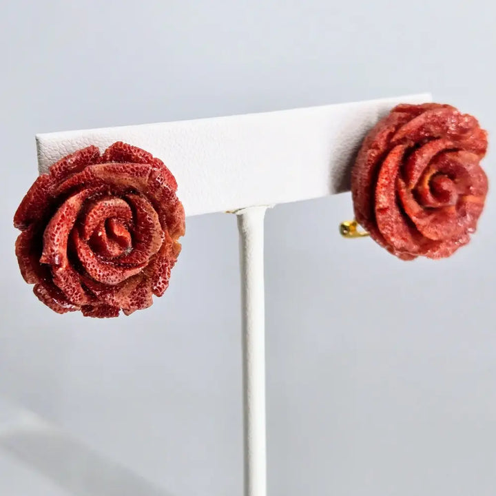 ?BOught Myself Flowers’ 1’’ Stud Earrings - Ethical Coral Gold Sterling