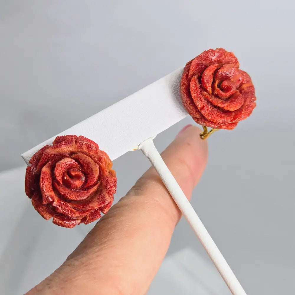 ?BOught Myself Flowers’ 1’’ Stud Earrings - Ethical Coral Gold Sterling
