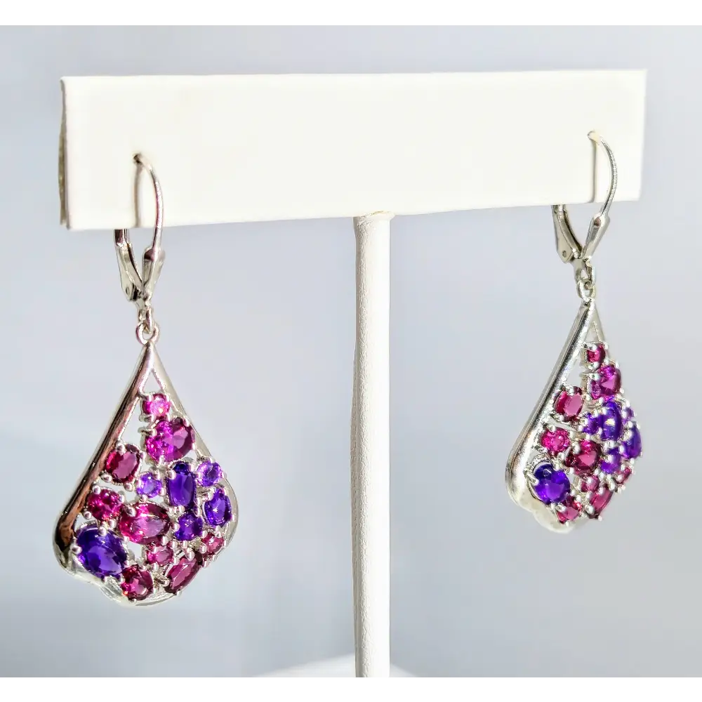 ?BOysenberry Blush’ 1.25’’ Earrings - Amethyst Rhodolite Garnet Anti-tarnish Sterling