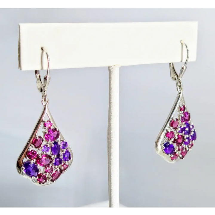 ?BOysenberry Blush’ 1.25’’ Earrings - Amethyst Rhodolite Garnet Anti-tarnish Sterling