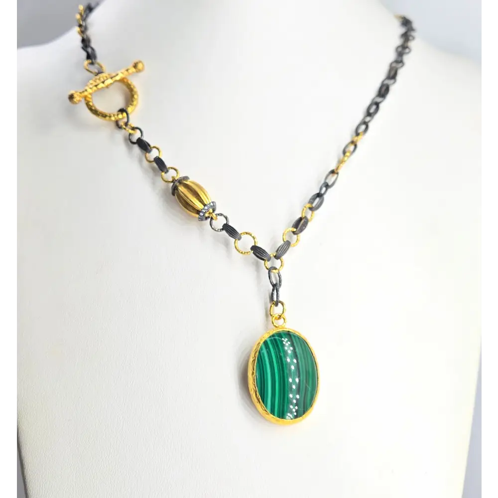 ?BRonze Age Beauty’ 22’’ Necklace - Malachite Zircon Bronze