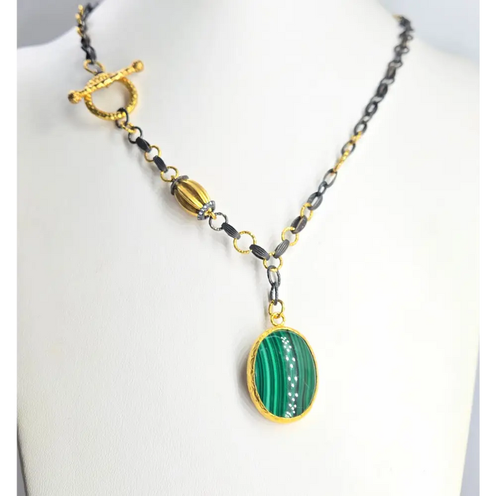 ?BRonze Age Beauty’ 22’’ Necklace - Malachite Zircon Bronze