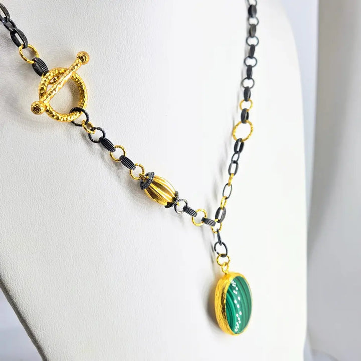 ?BRonze Age Beauty’ 22’’ Necklace - Malachite Zircon Bronze
