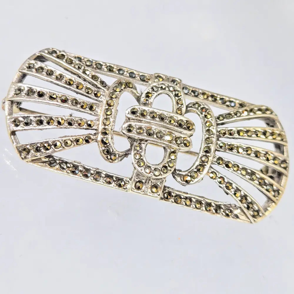 ?BUckle Up Buttercup!’ 1’’ x 2.25’’ Brooch/pearl Enhancer - Marcasite Sterling - Brooch