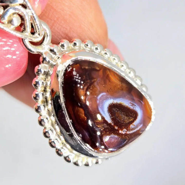 ?BUrn’ Pendant Necklace - Mexican Fire Agate Sterling