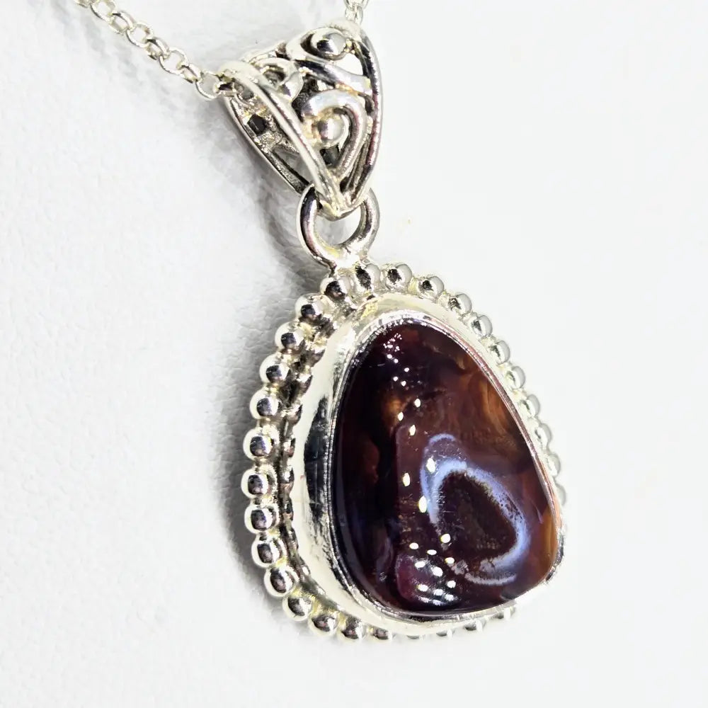 ?BUrn’ Pendant Necklace - Mexican Fire Agate Sterling