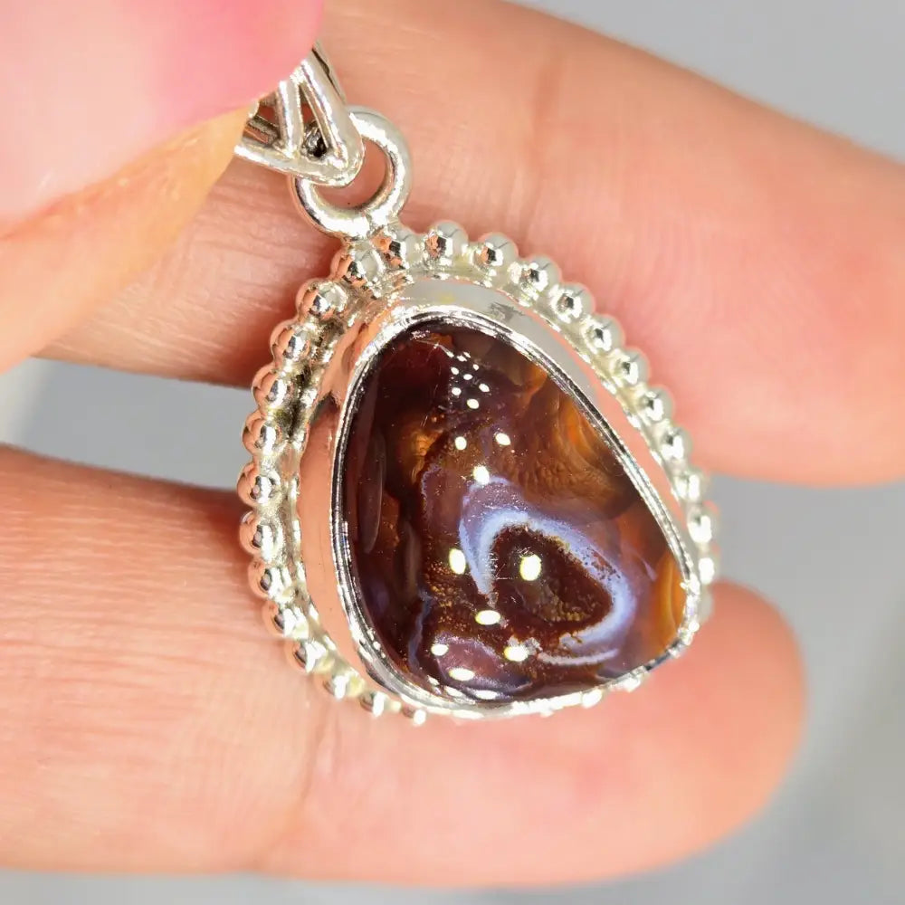 ?BUrn’ Pendant Necklace - Mexican Fire Agate Sterling