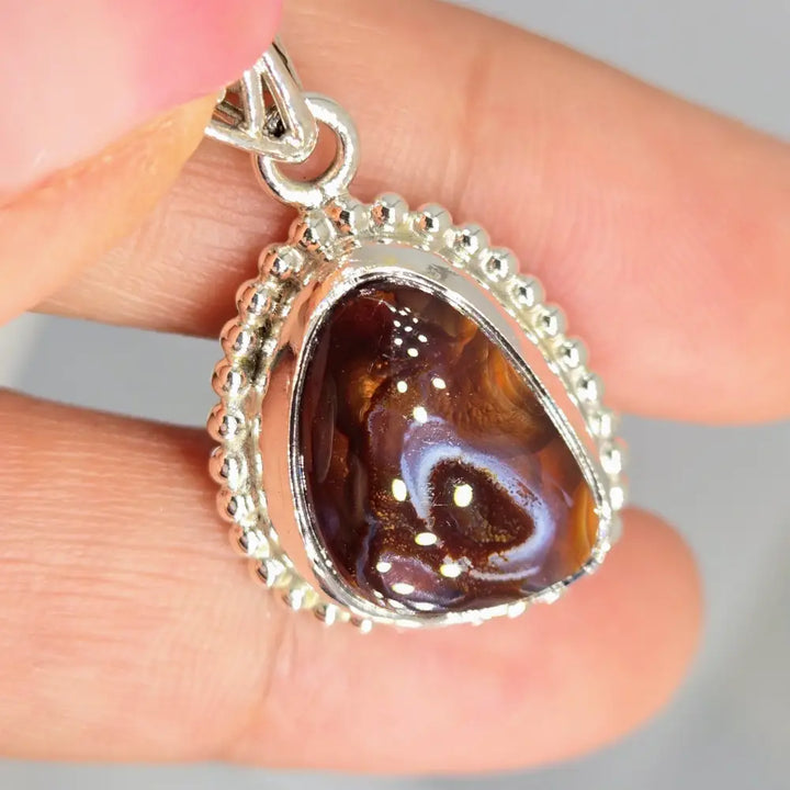 ?BUrn’ Pendant Necklace - Mexican Fire Agate Sterling