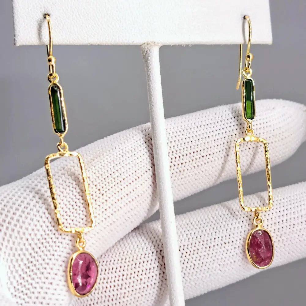 ?CAndy Crush’ 2.75’’ Earring - Tourmaline 18k Gold Sterling - Earrings