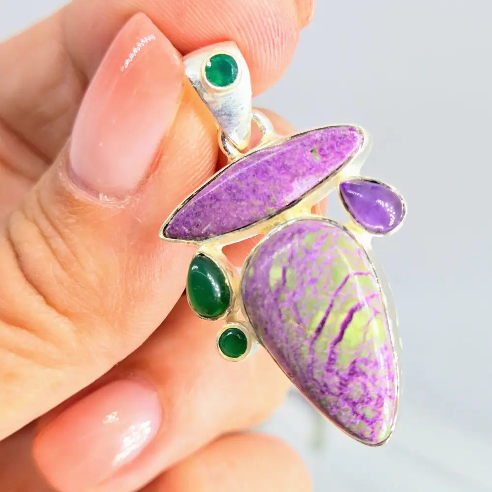 ?CAndy-dandy Double’ Pendant Necklace Combo - Mixed Gems & Beads Cable Sterling Gold-plated Findings