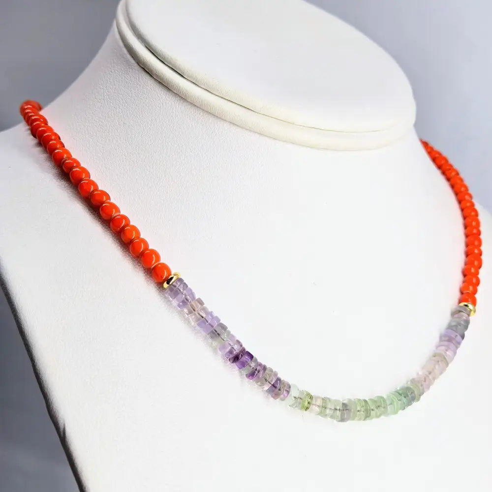 ?CAndy-dandy Double’ Pendant Necklace Combo - Mixed Gems & Beads Cable Sterling Gold-plated Findings