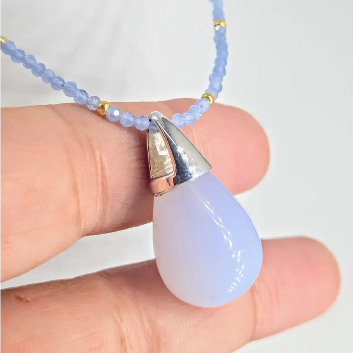 ?CAndy Drop’ Pendant Necklace - Chalcedony Sterling & Gold Plate