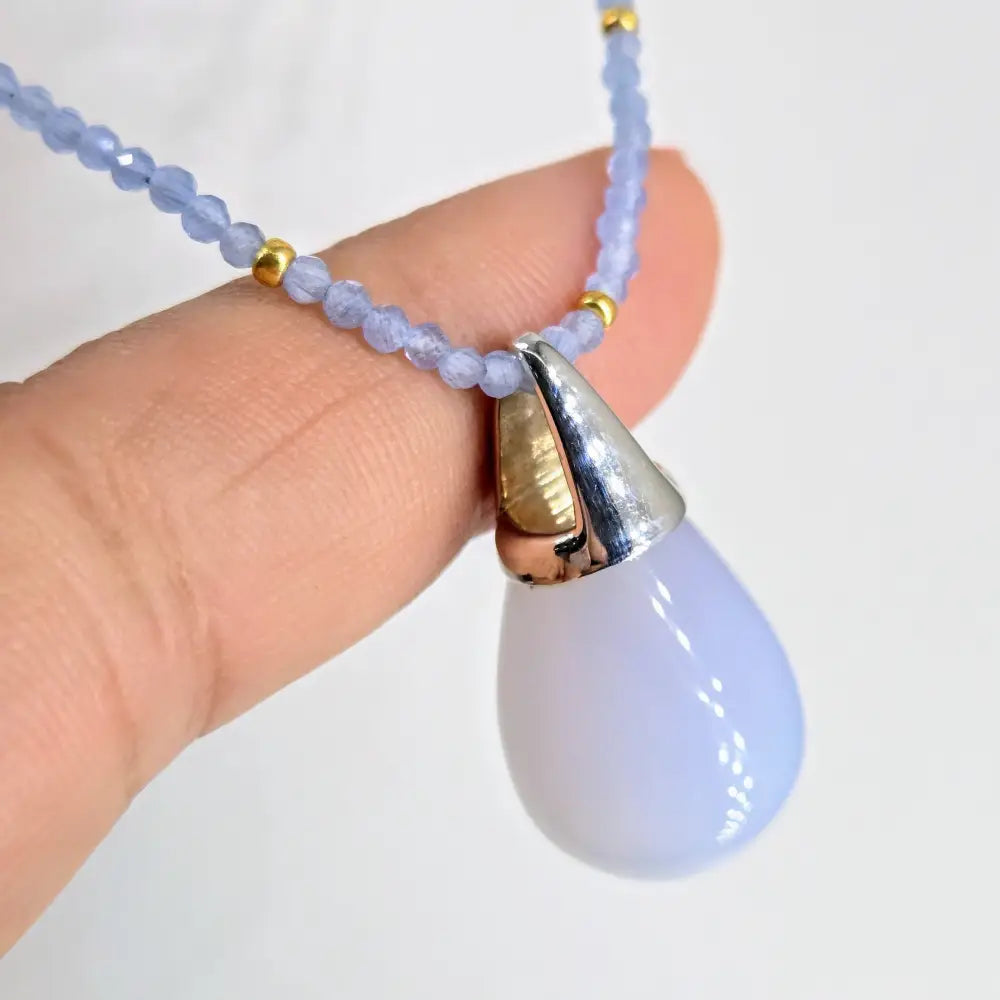 ?CAndy Drop’ Pendant Necklace - Chalcedony Sterling & Gold Plate