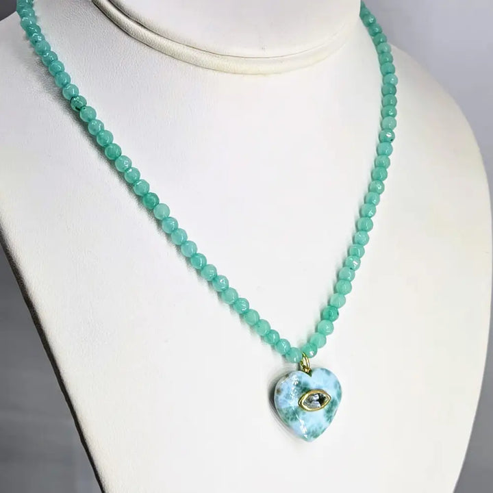 ?CAndy Necklace #14’’ 16’’ - 18’’ - Larimar Topaz Chalcedony Sterling Gold