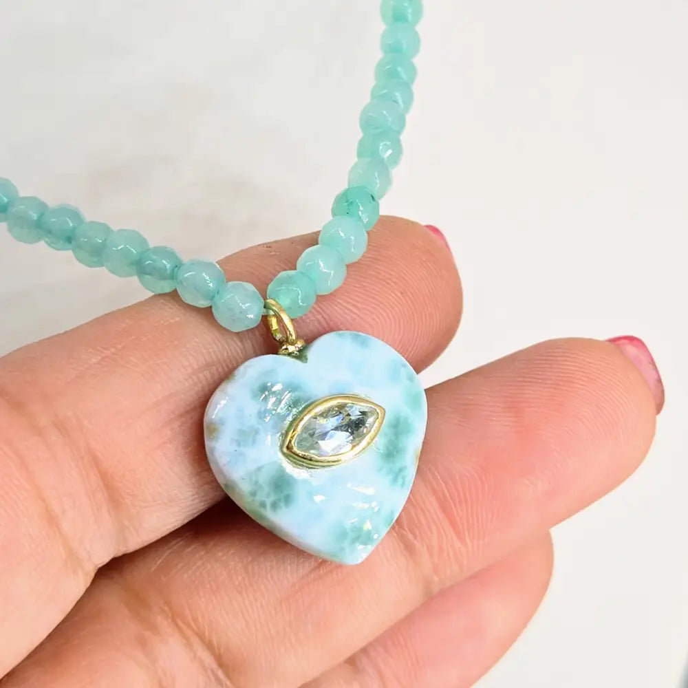 ?CAndy Necklace #14’’ 16’’ - 18’’ - Larimar Topaz Chalcedony Sterling Gold