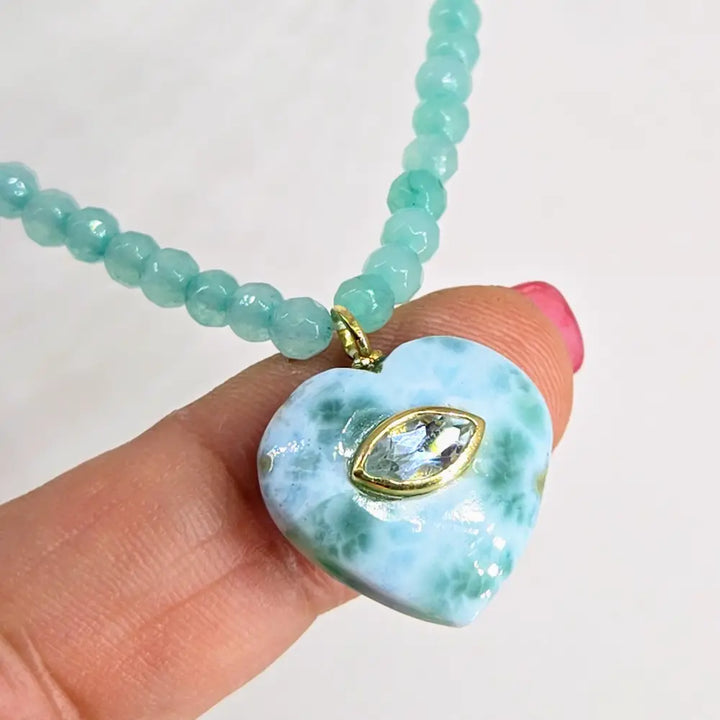 ?CAndy Necklace #14’’ 16’’ - 18’’ - Larimar Topaz Chalcedony Sterling Gold