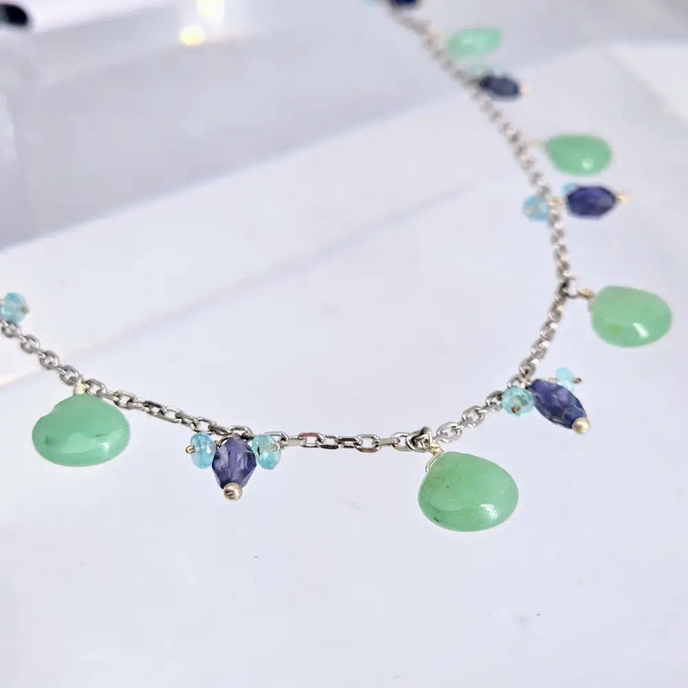 ?CAndy Sprinkles’ 16’’ Necklace - Aventurine Iolite Apatite Anti-tarnish Sterling