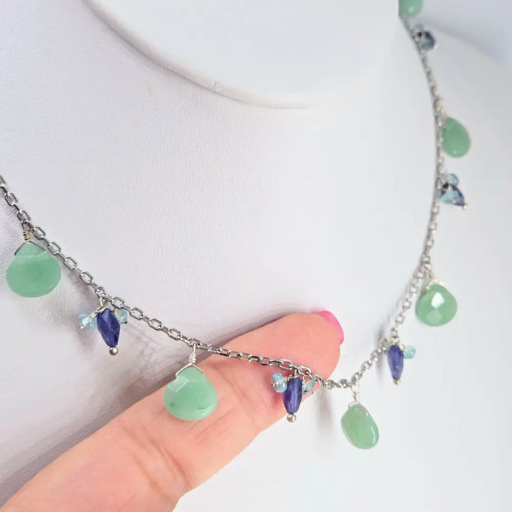 ?CAndy Sprinkles’ 16’’ Necklace - Aventurine Iolite Apatite Anti-tarnish Sterling