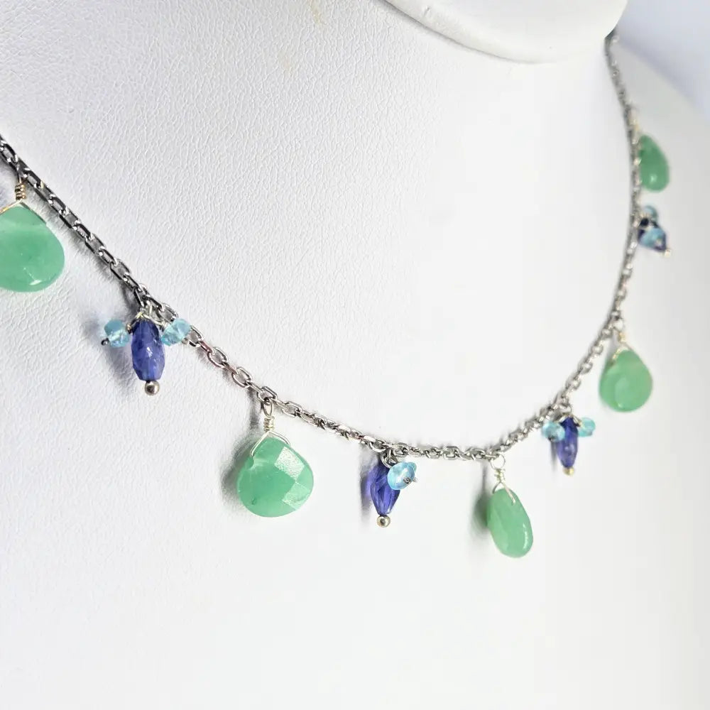 ?CAndy Sprinkles’ 16’’ Necklace - Aventurine Iolite Apatite Anti-tarnish Sterling