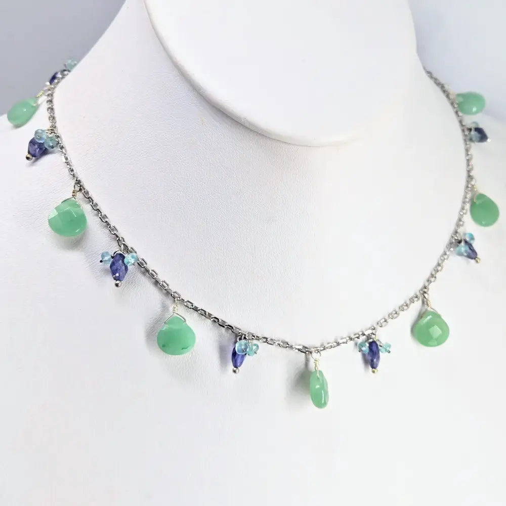 ?CAndy Sprinkles’ 16’’ Necklace - Aventurine Iolite Apatite Anti-tarnish Sterling