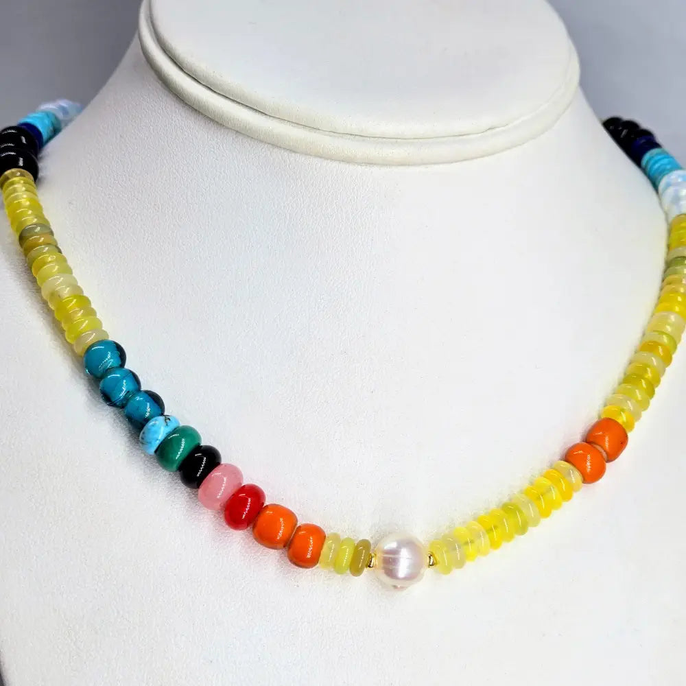 ?CAndy Tapestry’ 18’’ Necklace - Mixed Gems Gold-plated Findings