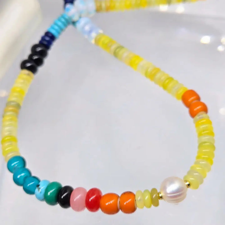 ?CAndy Tapestry’ 18’’ Necklace - Mixed Gems Gold-plated Findings