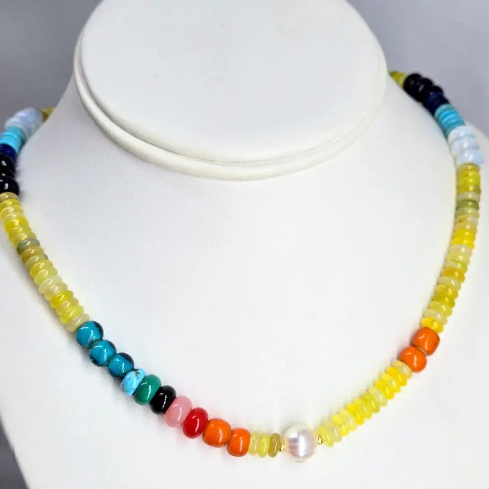 ?CAndy Tapestry’ 18’’ Necklace - Mixed Gems Gold-plated Findings
