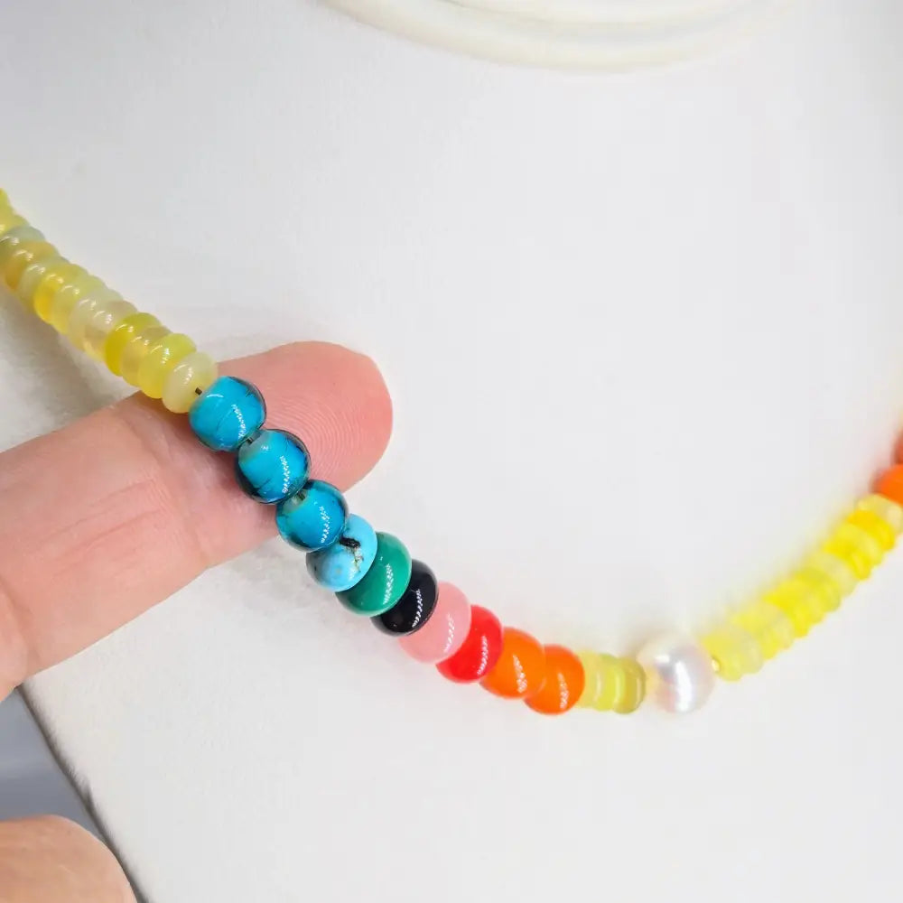 ?CAndy Tapestry’ 18’’ Necklace - Mixed Gems Gold-plated Findings