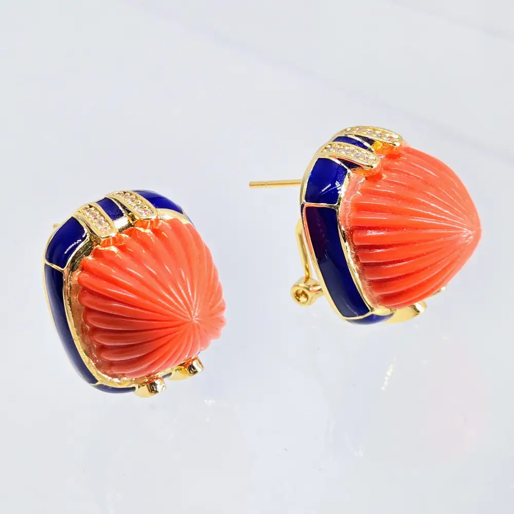 ?CAn’t Elope’.75’’ Earrings - Zircon Resin Enamel Gold-plated Jewelers’ Brass