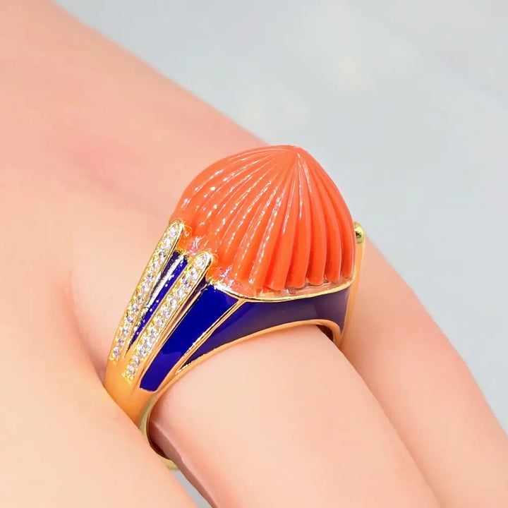 ?CAn’t Elope’ Sz 8 Ring - Crystals Resin Enamel