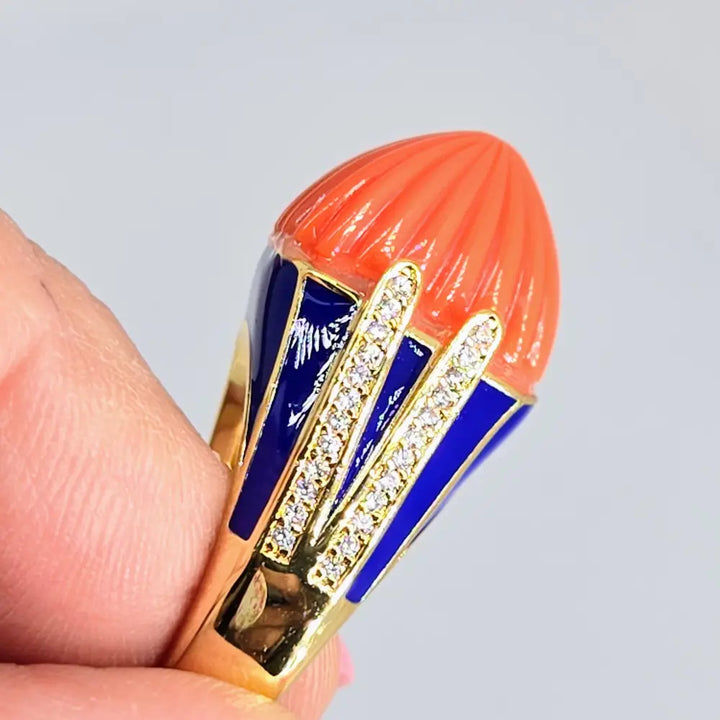 ?CAn’t Elope’ Sz 8 Ring - Crystals Resin Enamel