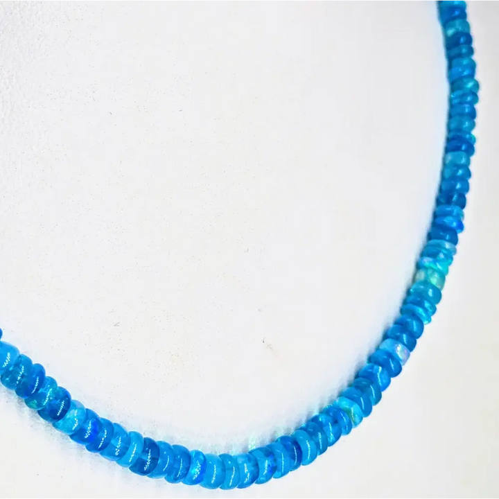 ?CAribbean Blue!’ 16’’ - 18’’ Necklace - Opal Silver or Gold-plated Findings