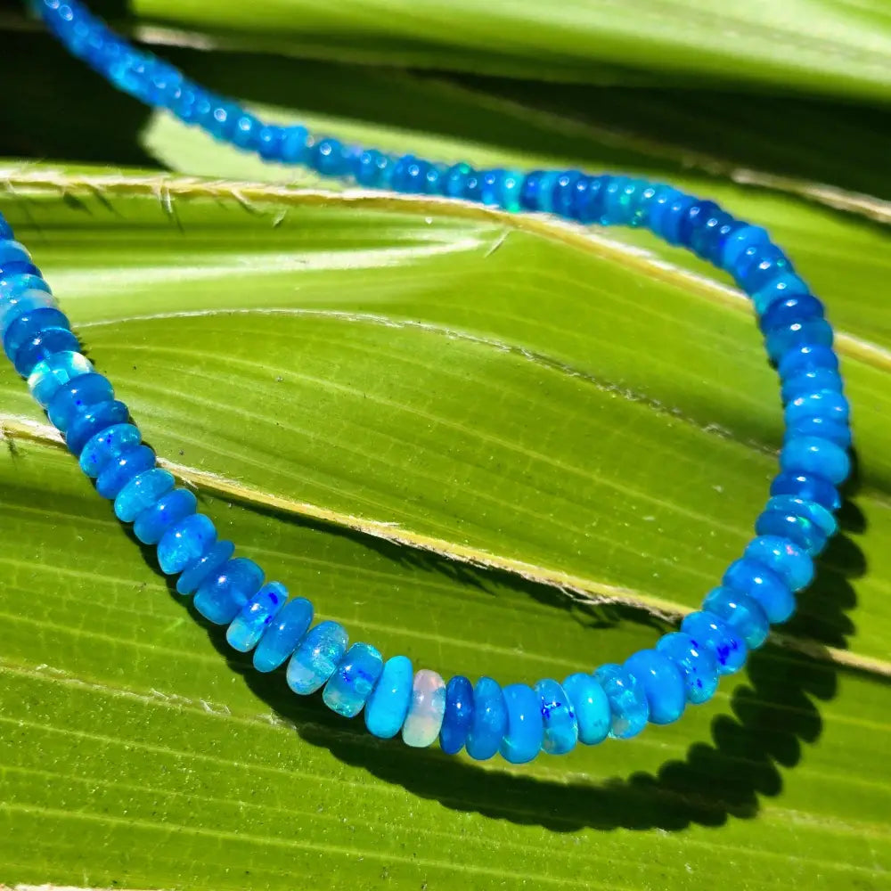 ?CAribbean Blue!’ 16’’ - 18’’ Necklace - Opal Silver or Gold-plated Findings