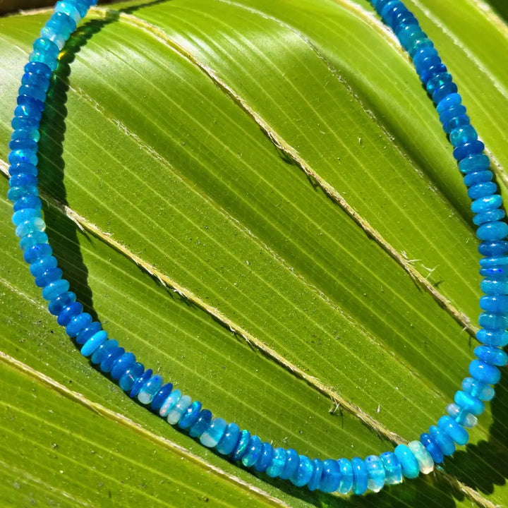 ?CAribbean Blue!’ 16’’ - 18’’ Necklace - Opal Silver or Gold-plated Findings