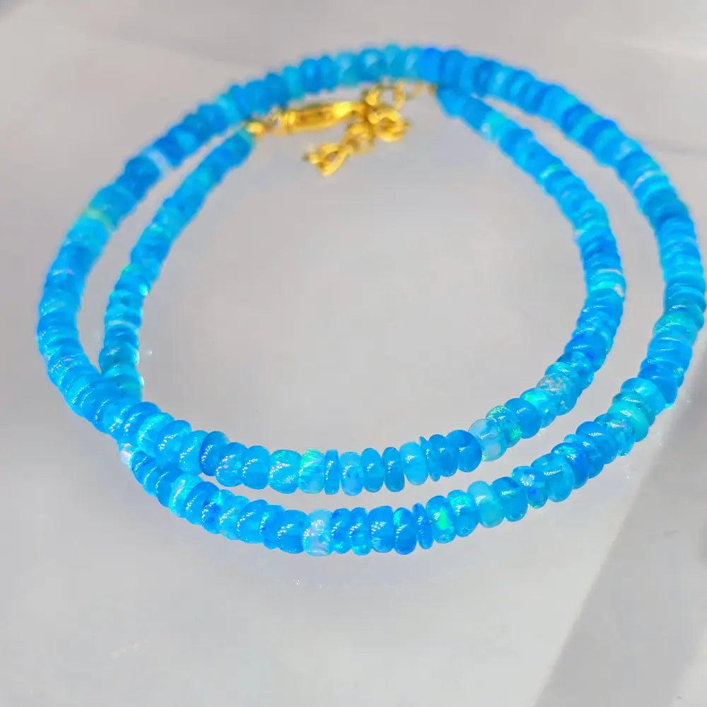 ?CAribbean Blue!’ 16’’ - 18’’ Necklace - Opal Silver or Gold-plated Findings