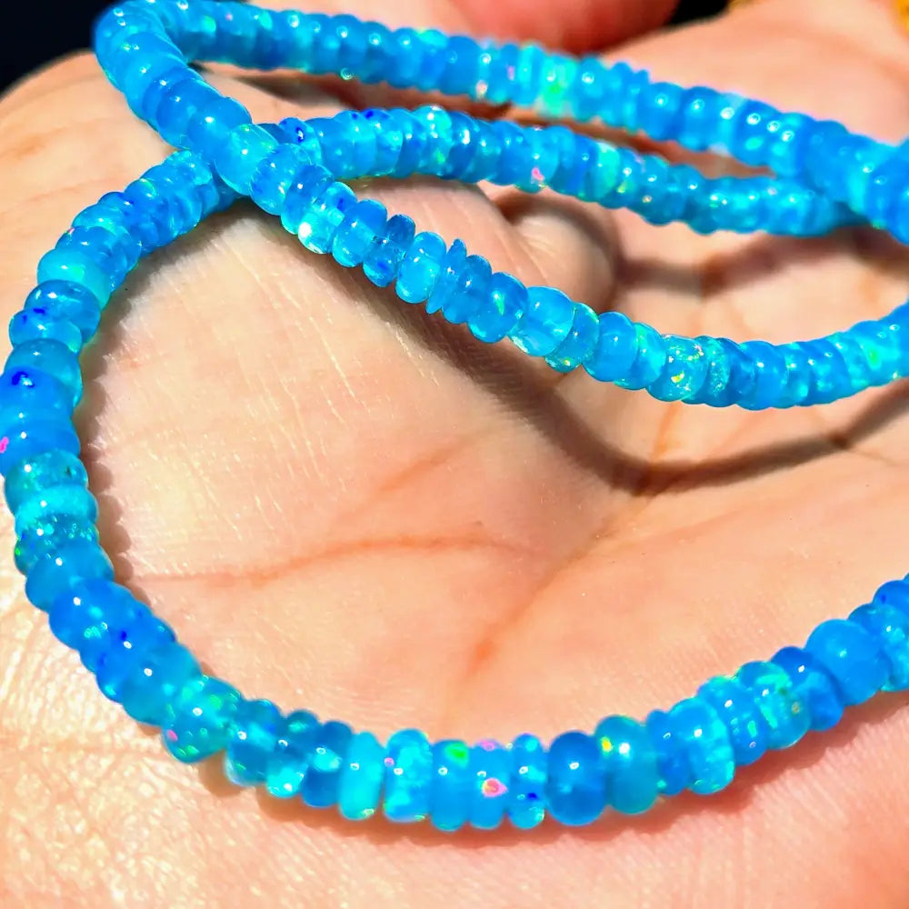 ?CAribbean Blue!’ 16’’ - 18’’ Necklace - Opal Silver or Gold-plated Findings - Findings