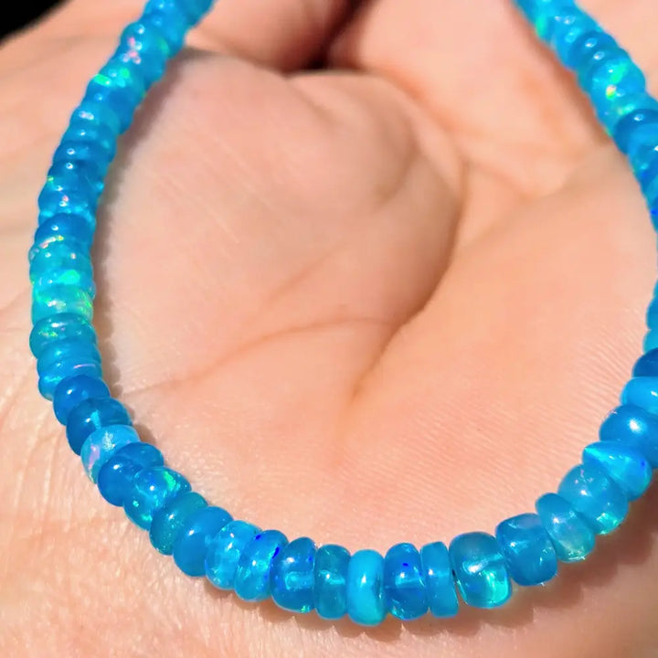 ?CAribbean Blue!’ 16’’ - 18’’ Necklace - Opal Silver or Gold-plated Findings