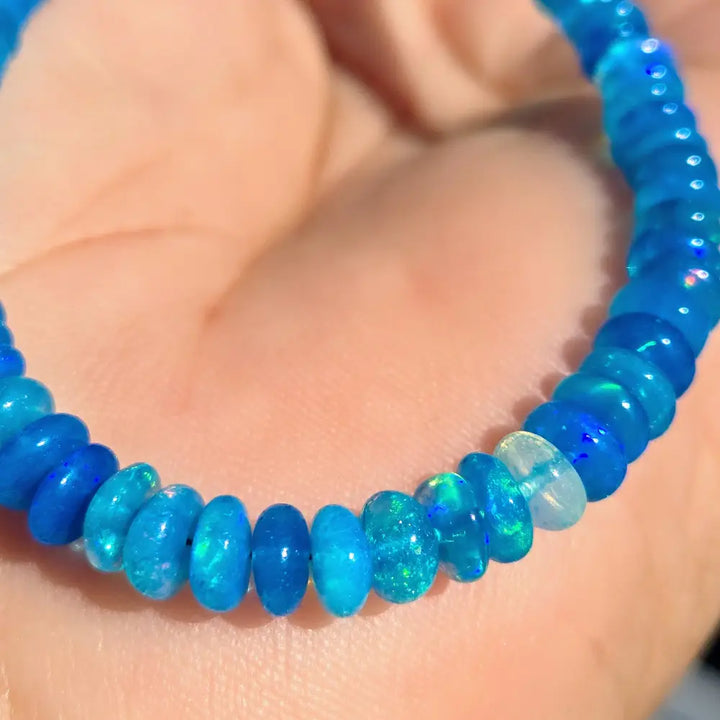 ?CAribbean Blue!’ 16’’ - 18’’ Necklace - Opal Silver or Gold-plated Findings