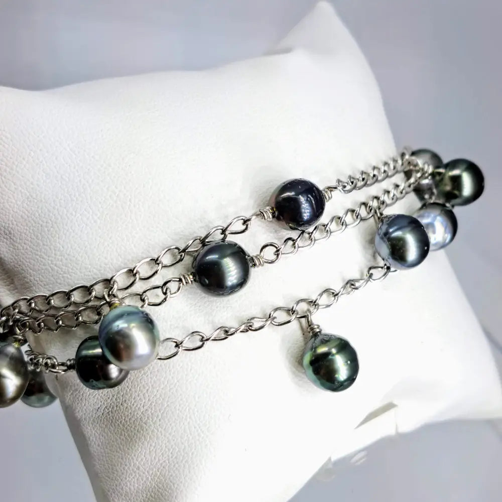 ?CAsual Elegance’ 7.5’’ to 9’’ Bracelet - Tahitian Pearls Anti-tarnish Sterling