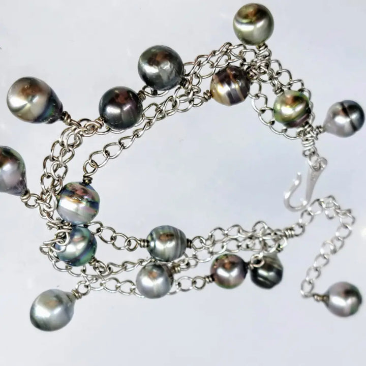 ?CAsual Elegance’ 7.5’’ to 9’’ Bracelet - Tahitian Pearls Anti-tarnish Sterling